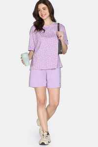 Zivame 2 Mile Fashion Knit Cotton Loungewear Set - Orchid Bloom — thumbnail 2